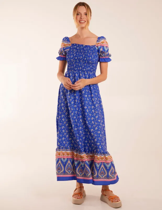 Milkmaid Shirred Floral Maxi Dress made by Blue Vanilla
