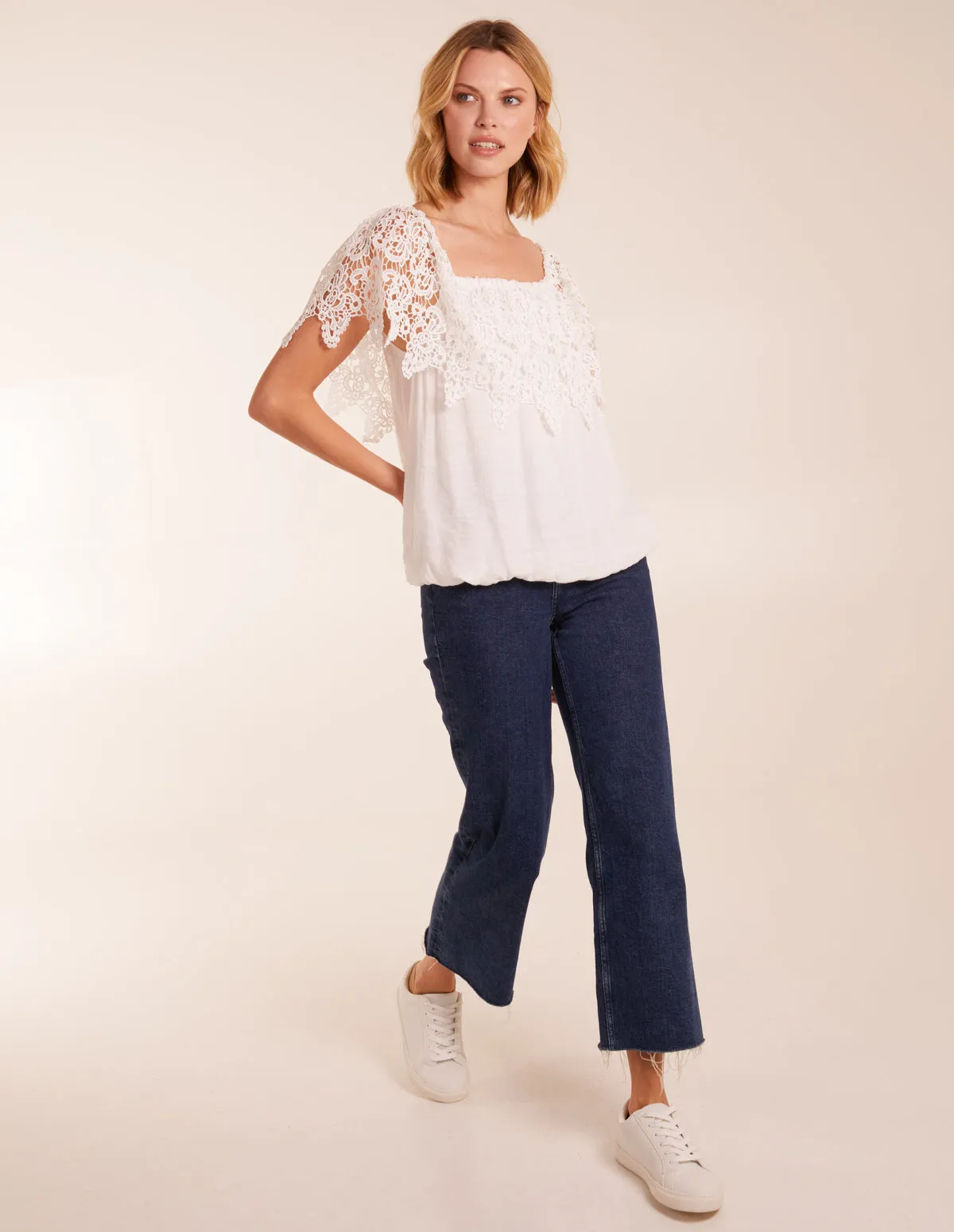 Crochet Lace Milkmaid Puff Ball Top sold by Blue Vanilla product image thumbnail 2