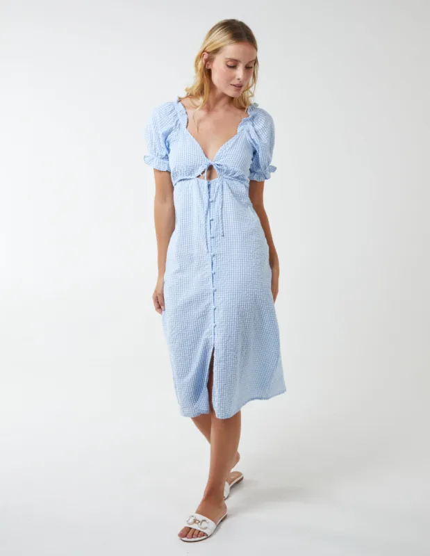 Gingham Milkmaid Cut Out Midi Dress sold by Blue Vanilla