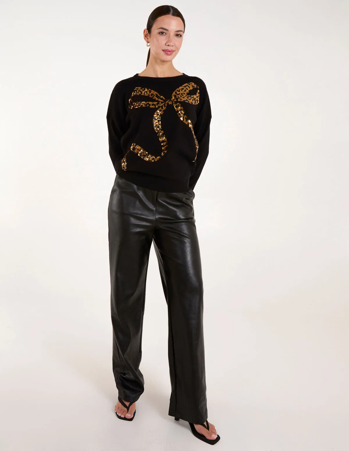 Christmas Leopard Bow Sequin Jumper sold by Blue Vanilla product image thumbnail 2