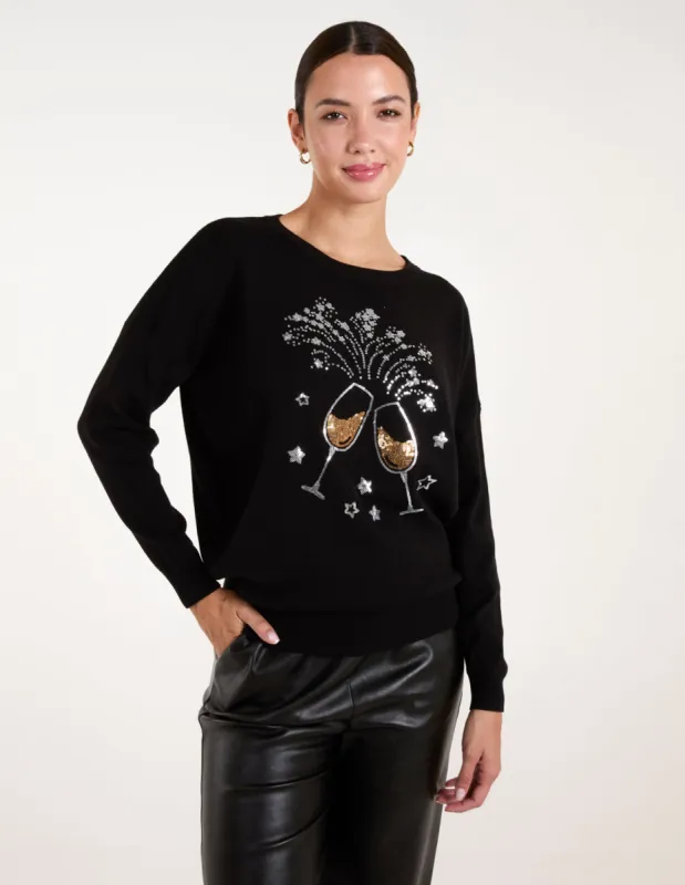 Champagne Glass Christmas Jumper sold by Blue Vanilla