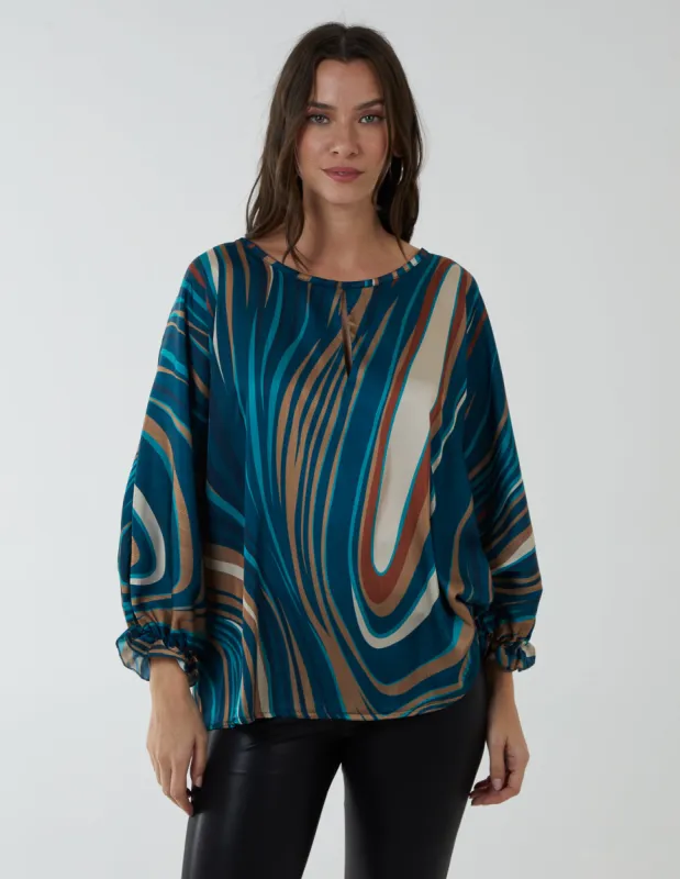 Abstract Swirl Print Blouse sold by Blue Vanilla
