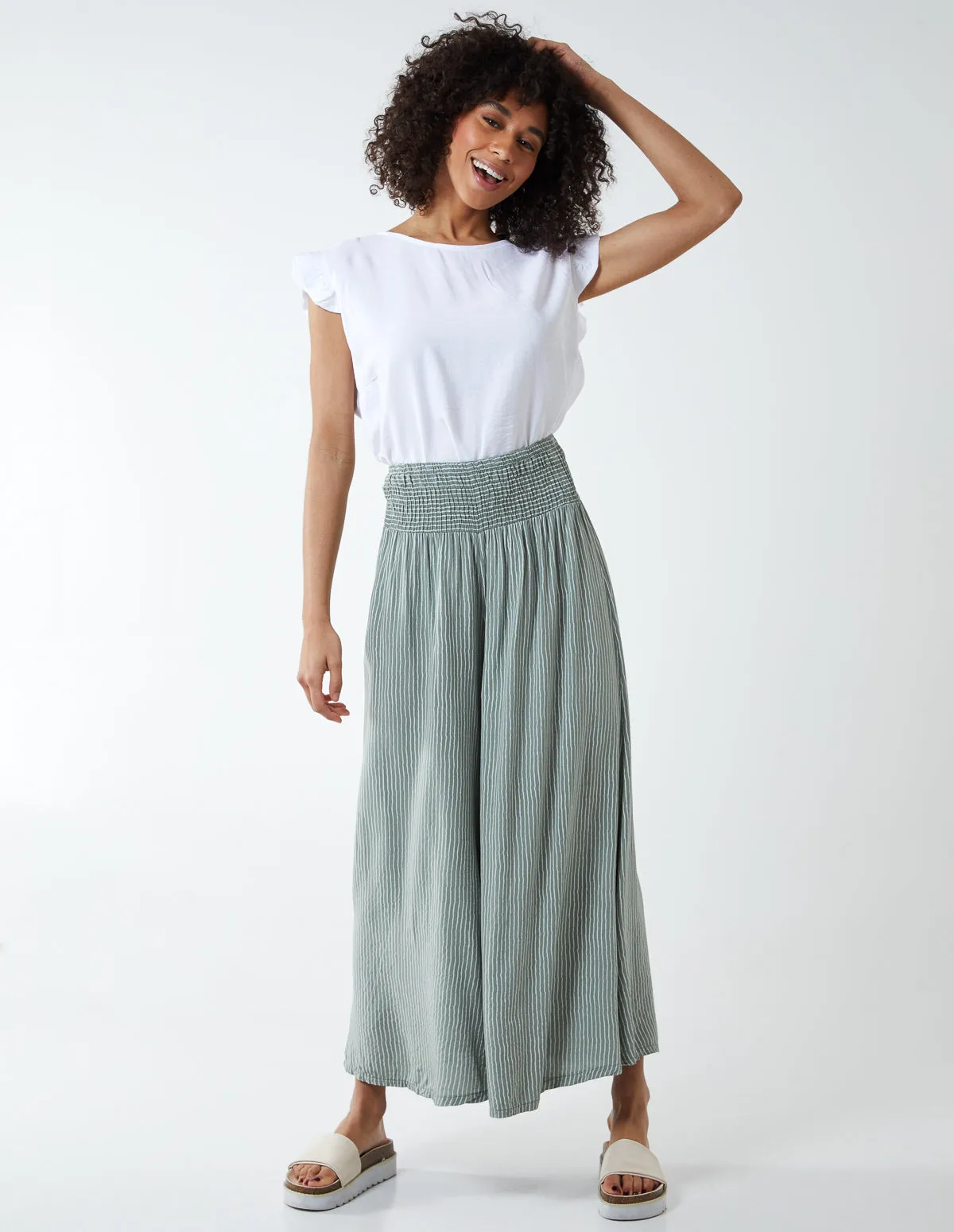 Pin Stripe Wide Leg Trousers sold by Blue Vanilla