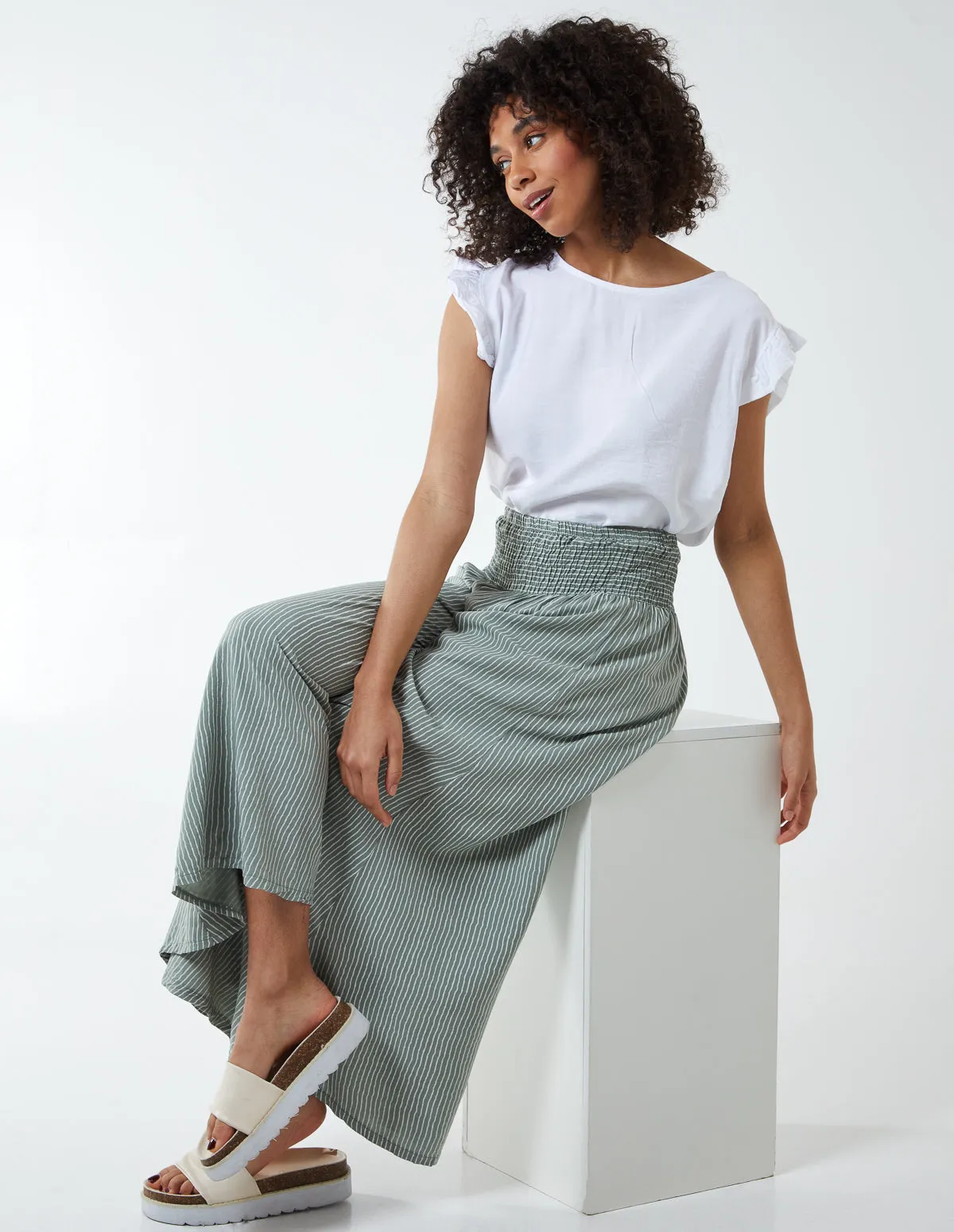 Pin Stripe Wide Leg Trousers sold by Blue Vanilla product image thumbnail 3