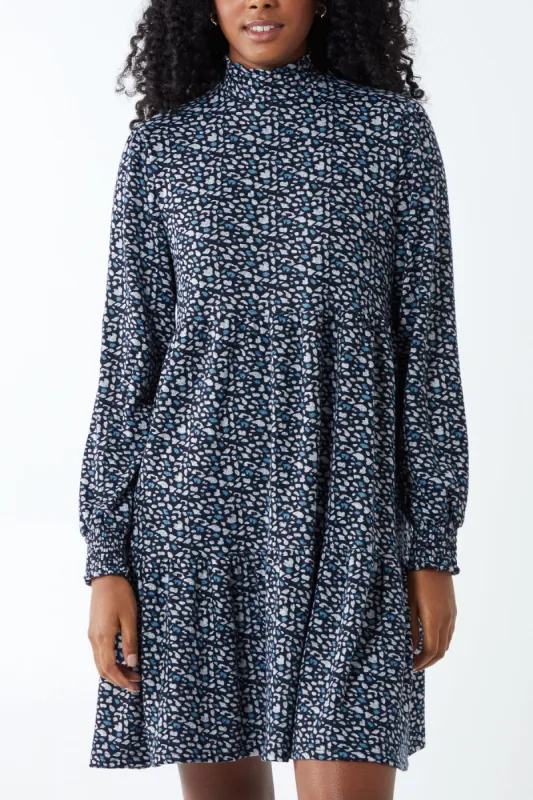 High Neck Abstract Print Smock Dress sold by Blue Vanilla