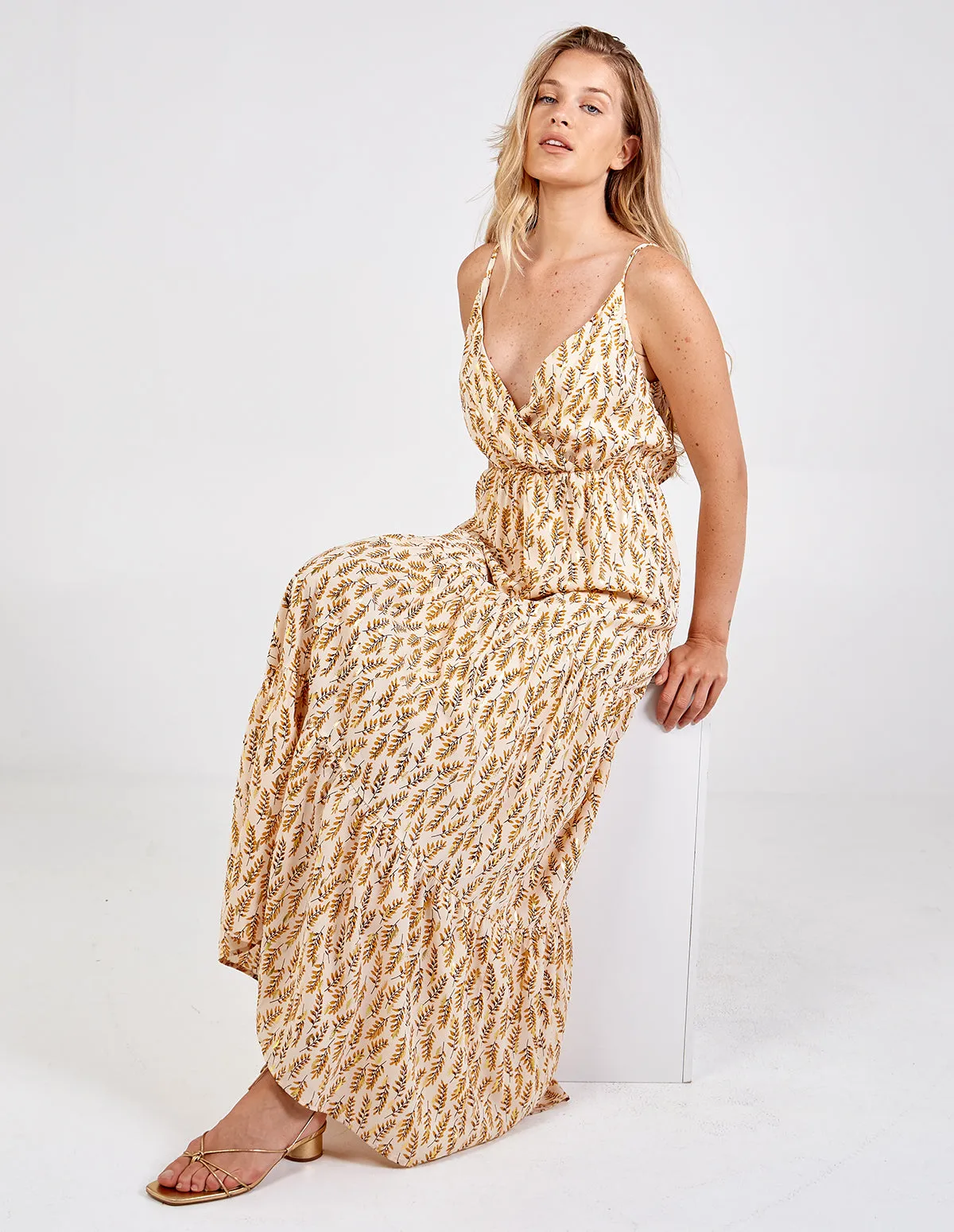 Gold Detail Tiered Wrap Front Maxi Dress sold by Blue Vanilla product image thumbnail 3