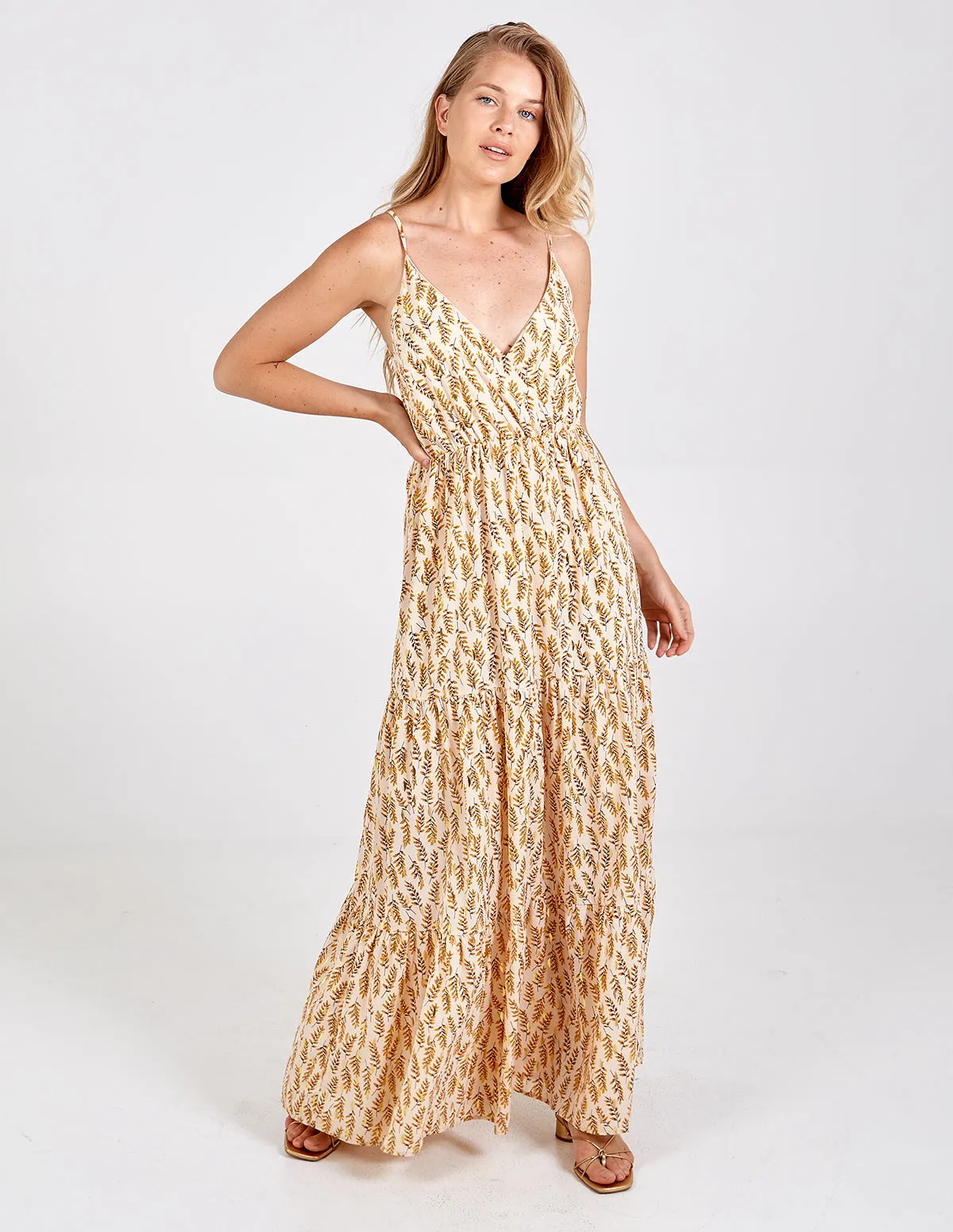 Gold Detail Tiered Wrap Front Maxi Dress sold by Blue Vanilla product image thumbnail 2