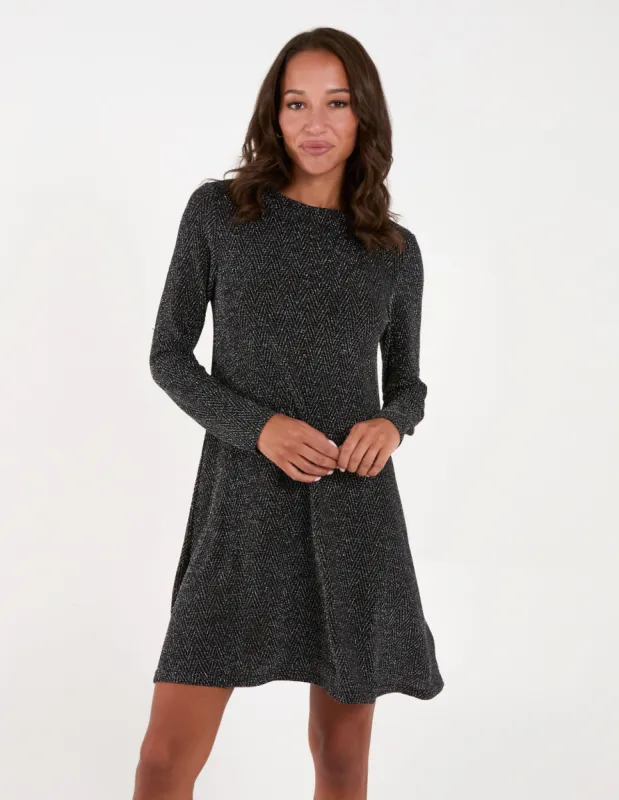Long Sleeve Metallic Swing Dress sold by Blue Vanilla