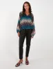 Chevron V Neck Blouse sold by Blue Vanilla