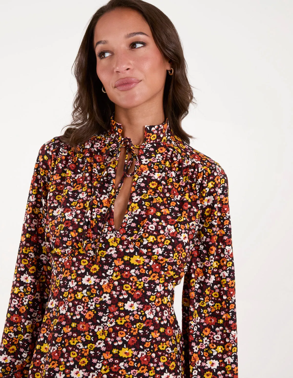 Deep V Tie High Neck Midi Dress sold by Blue Vanilla product image thumbnail 3