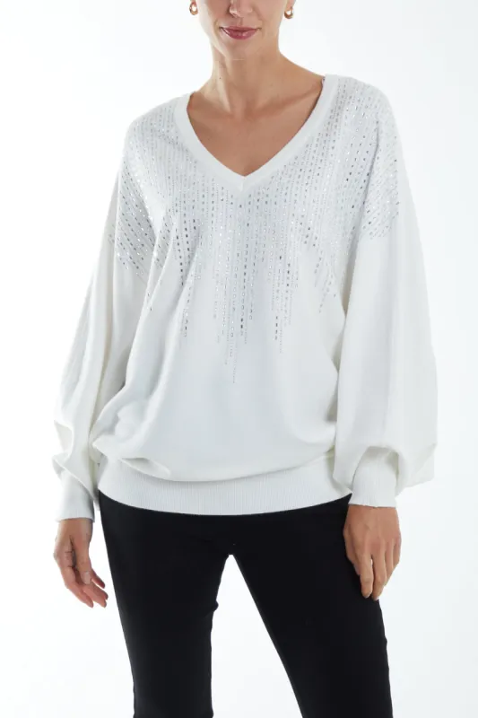 V-Neck Diamante Jumper sold by Blue Vanilla