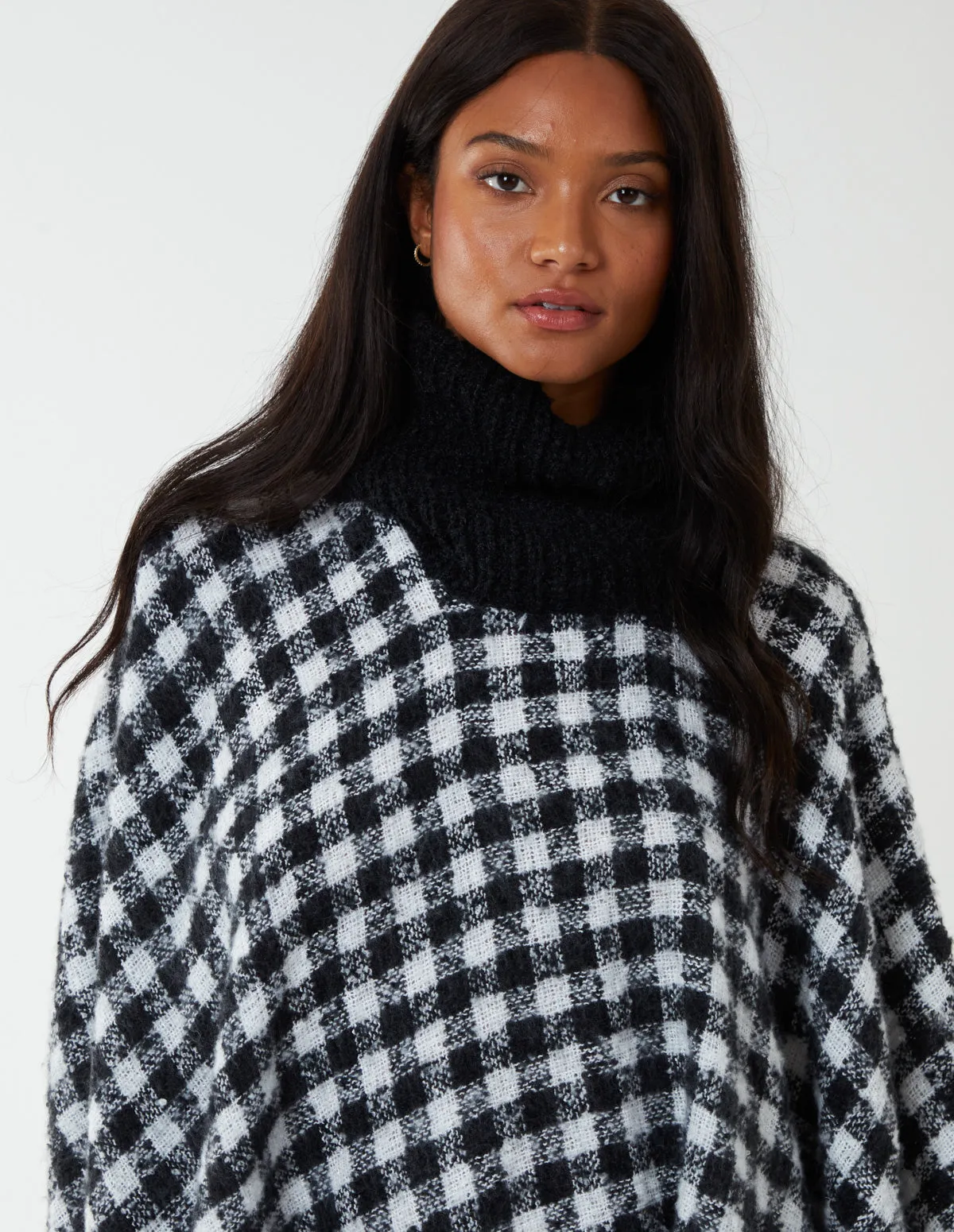 Check Roll Neck Poncho sold by Blue Vanilla product image thumbnail 4