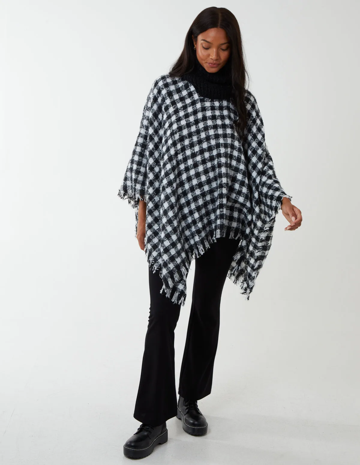 Check Roll Neck Poncho sold by Blue Vanilla product image thumbnail 3