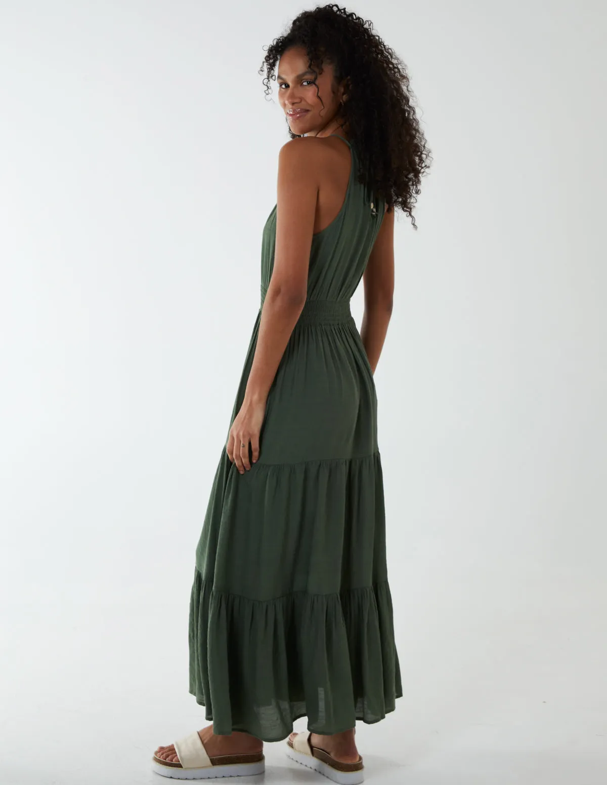 Drawstring Maxi Halter Neck Maxi Dress sold by Blue Vanilla product image thumbnail 4