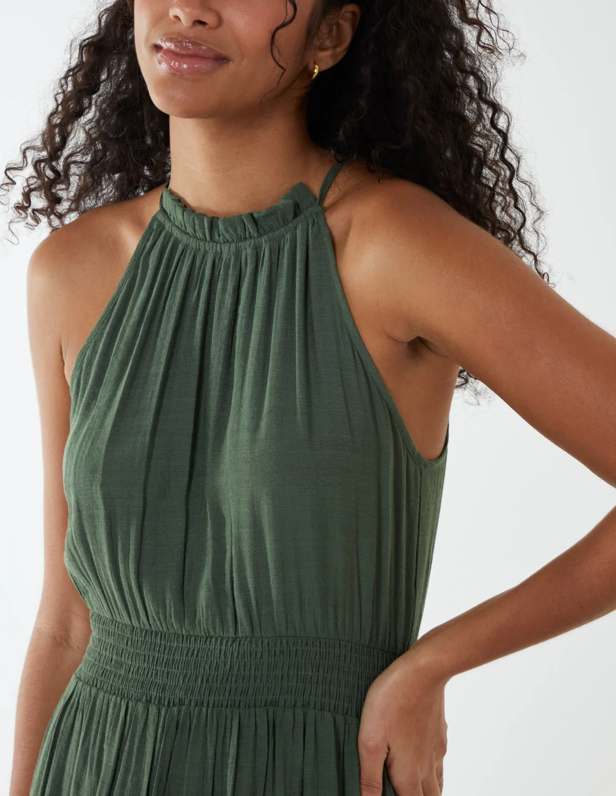 Drawstring Maxi Halter Neck Maxi Dress sold by Blue Vanilla product image thumbnail 2