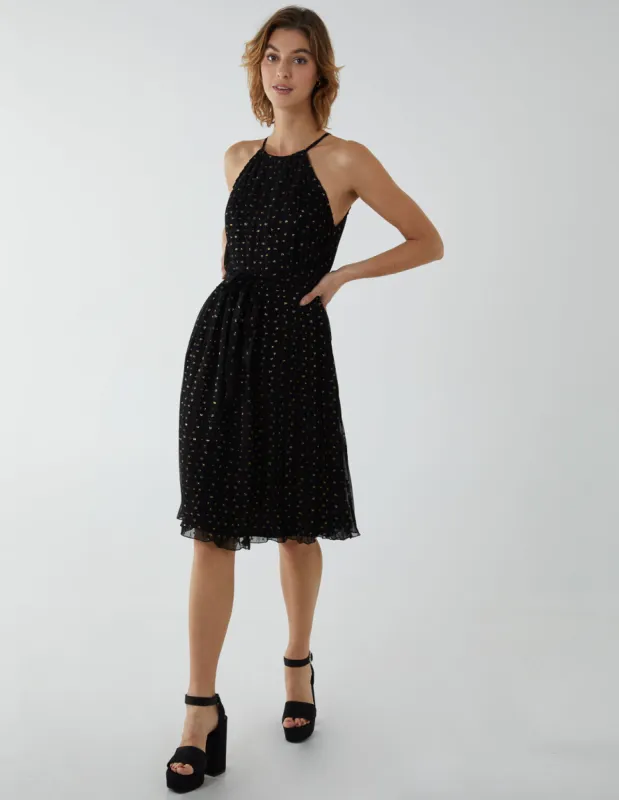 Pleated Halter Midi Dress sold by Blue Vanilla