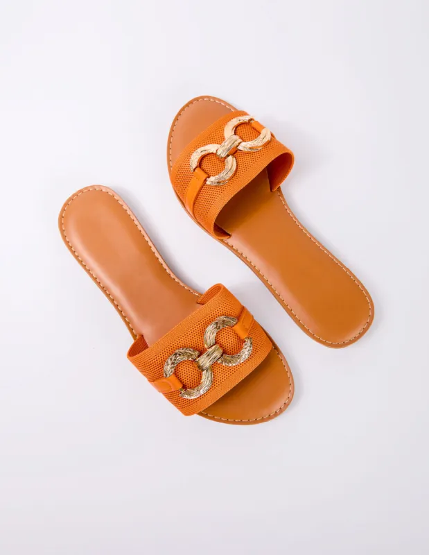 O Ring Metal Detail Stretch Sandals made by Blue Vanilla
