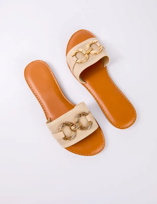 O Ring Metal Detail Stretch Sandals made by Blue Vanilla