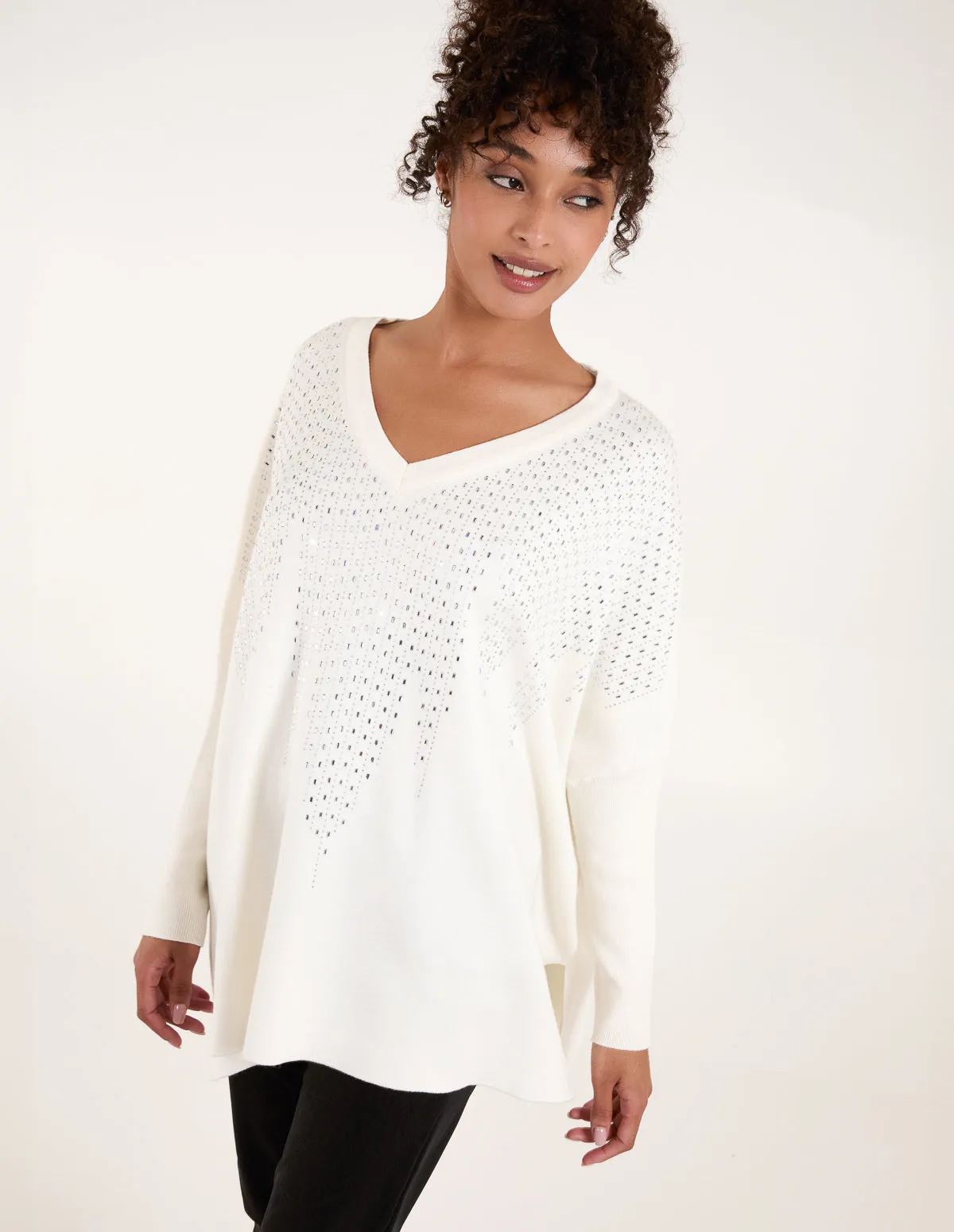 Diamante V Neck Jumper sold by Blue Vanilla