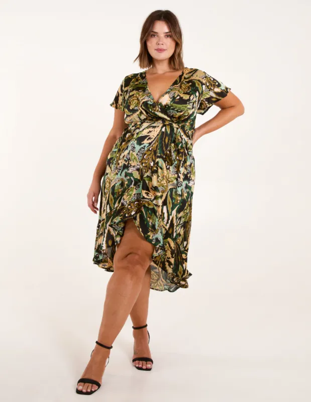 Curve Angel Sleeve Wrap Midi Dress sold by Blue Vanilla