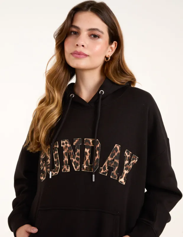 Sunday Leopard Print Slogan Hoodie sold by Blue Vanilla