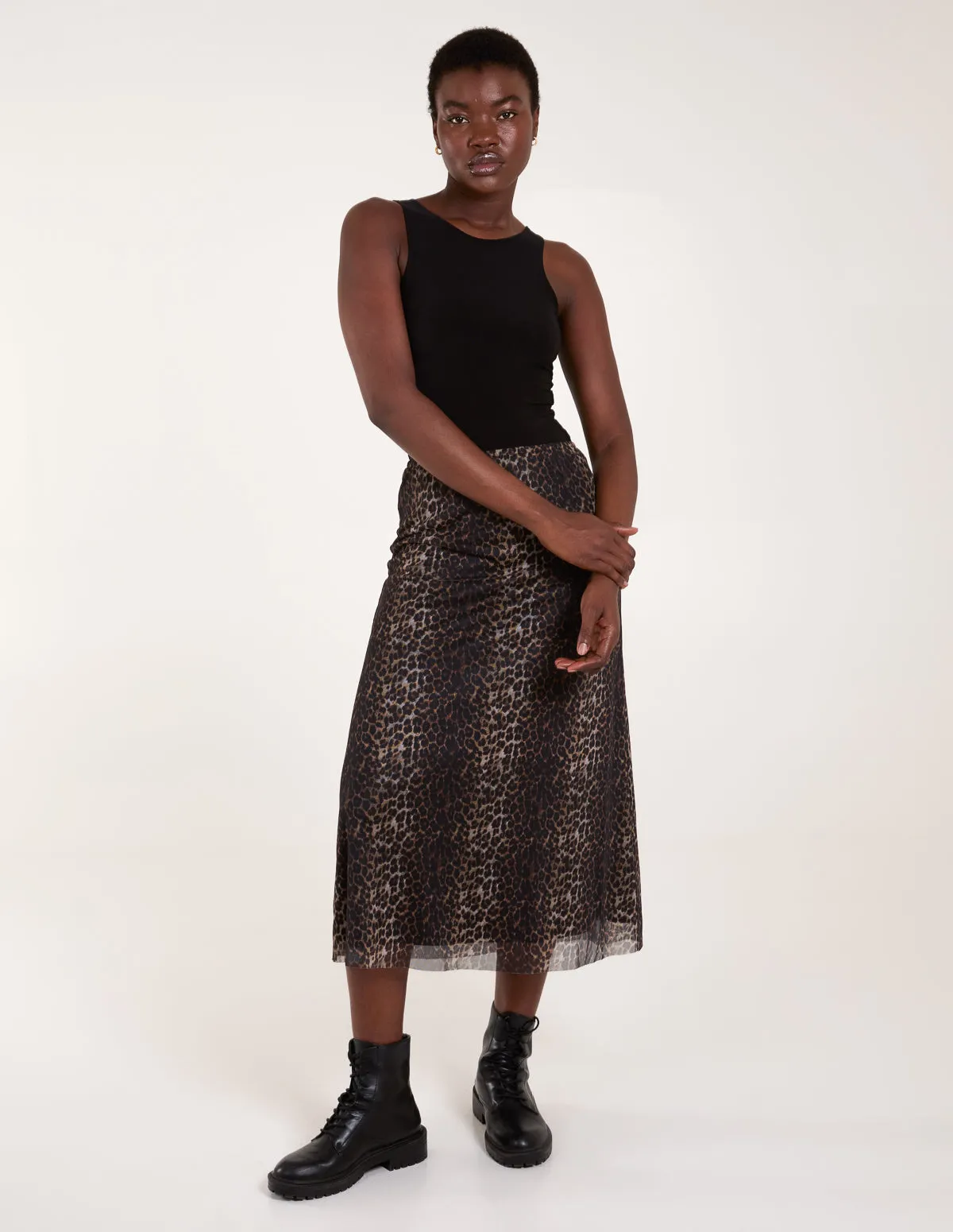 Leopard Mesh Midi Skirt sold by Blue Vanilla product image thumbnail 3