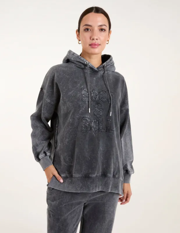 Rock & Roll Acid Wash Hoodie made by Blue Vanilla