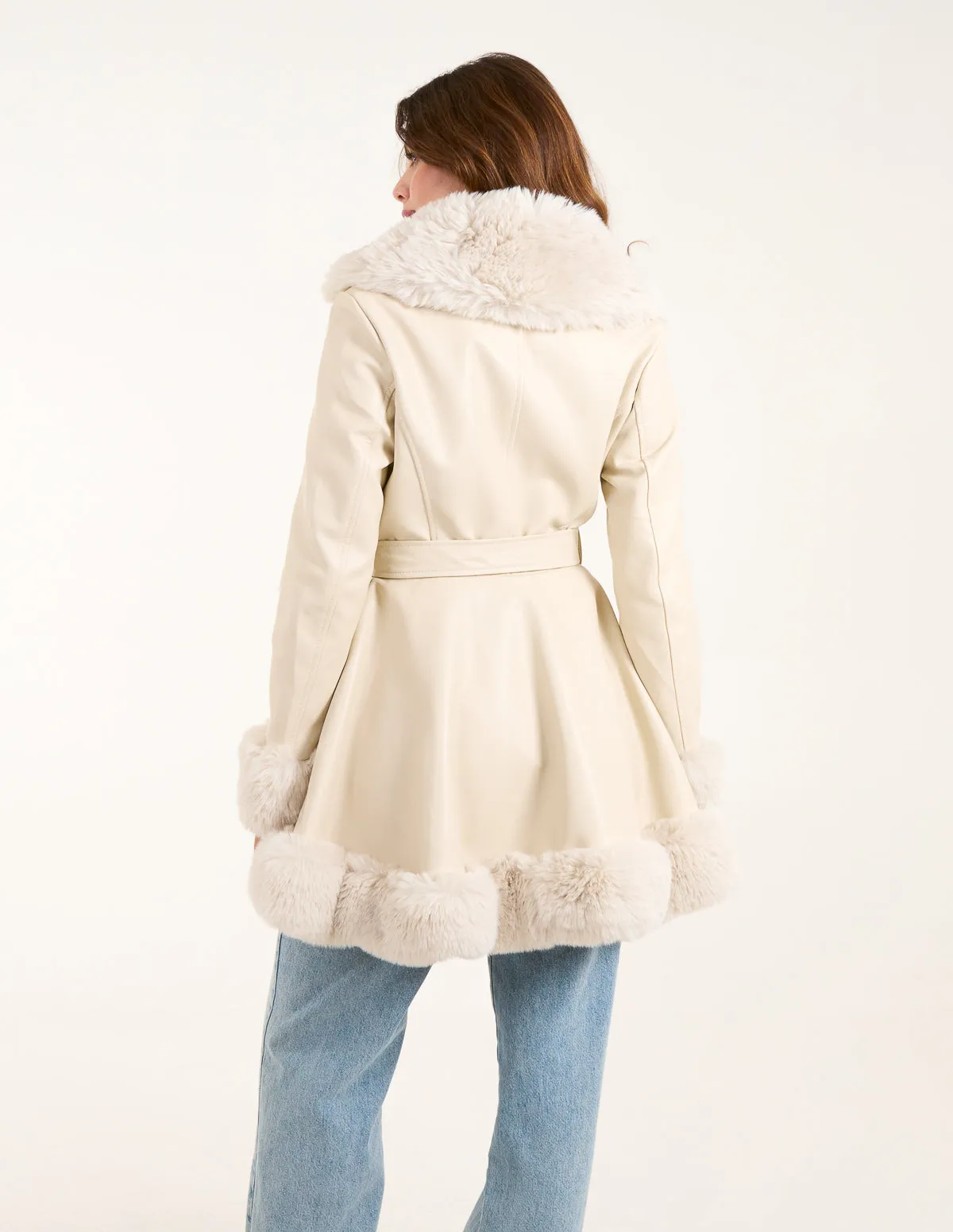 PU Faux Fur Trimmed Belted Coat sold by Blue Vanilla product image thumbnail 4