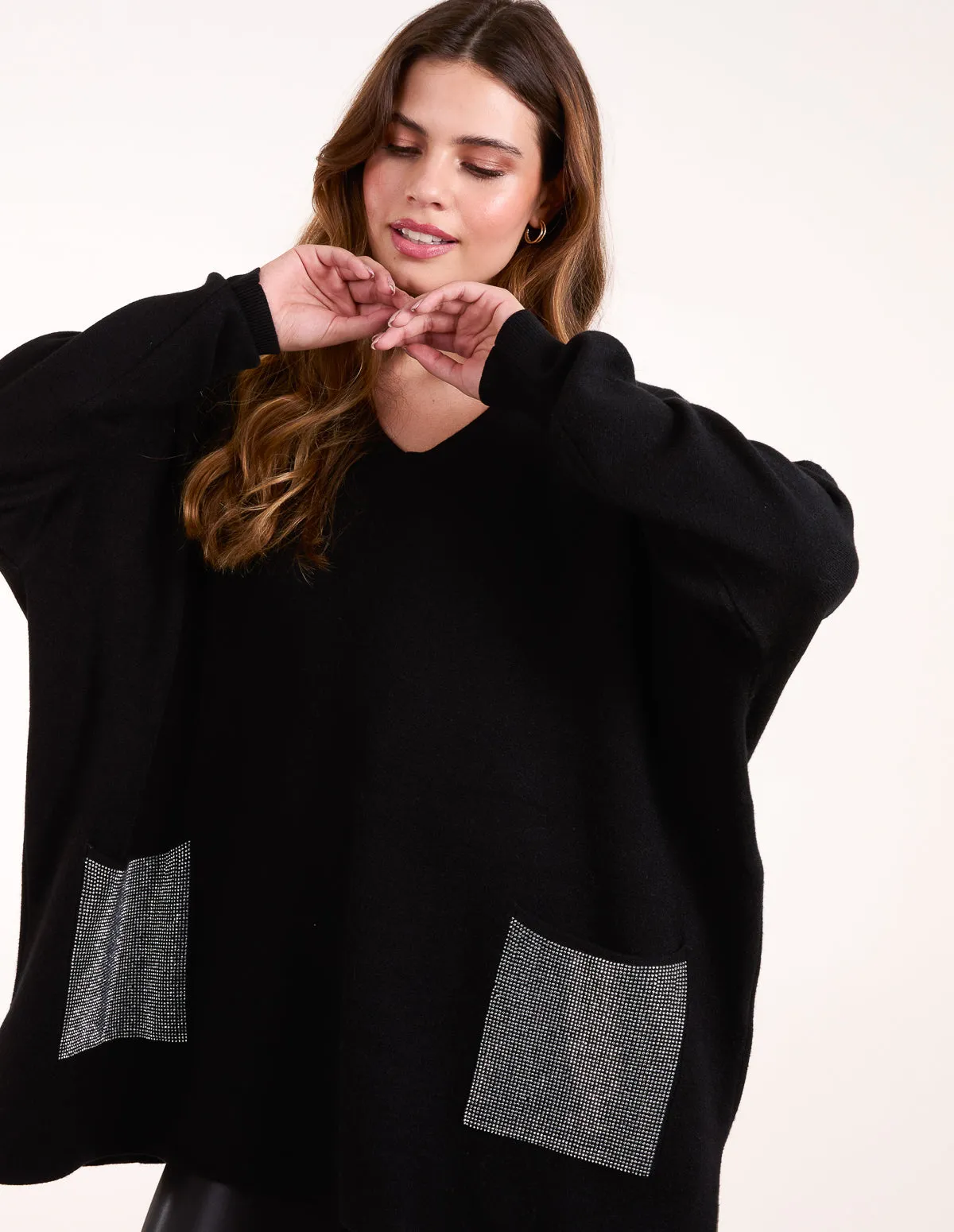 V Neck Embellished Pocket Jumper sold by Blue Vanilla product image thumbnail 3