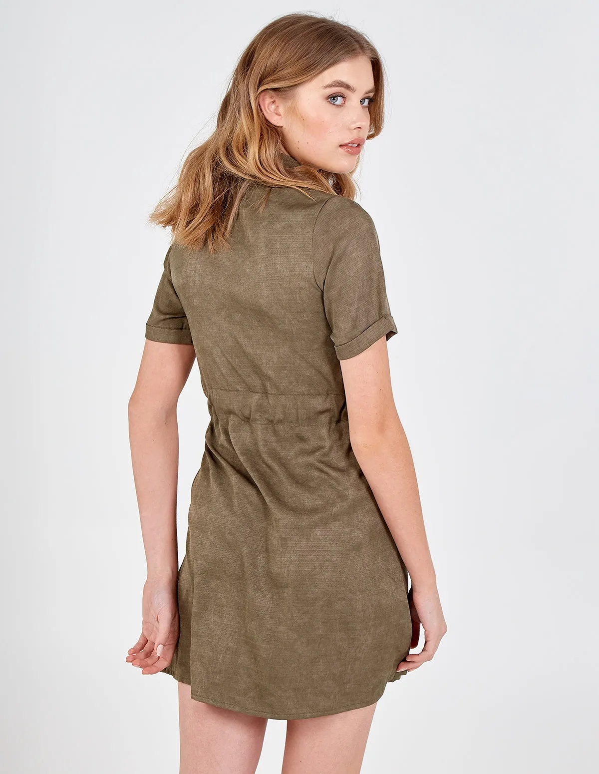 Button Front Tie Waist Shirt Dress sold by Blue Vanilla product image thumbnail 4