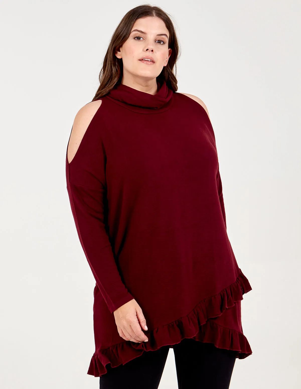 JIA - Curve Frill Hem Cold Shoulder Top sold by Blue Vanilla product image thumbnail 4