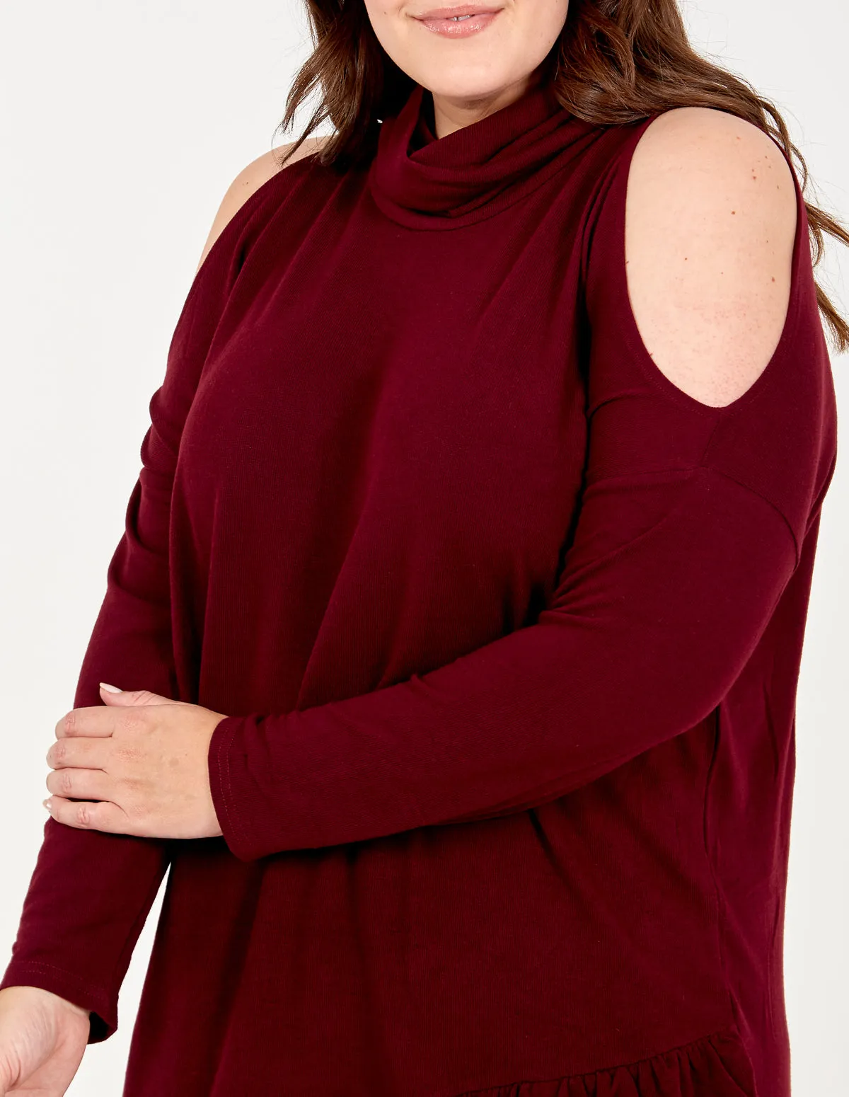 JIA - Curve Frill Hem Cold Shoulder Top sold by Blue Vanilla product image thumbnail 3