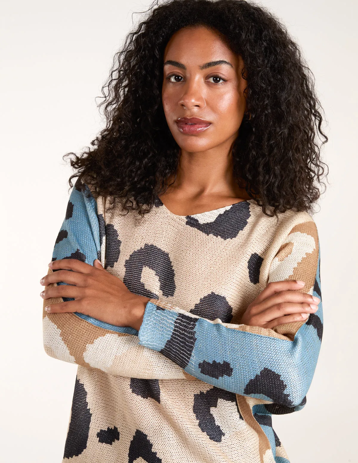 Colour Block Leopard Fine Knit Jumper sold by Blue Vanilla product image thumbnail 2