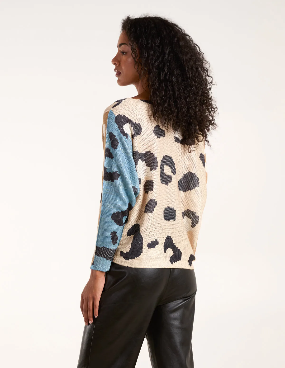 Colour Block Leopard Fine Knit Jumper sold by Blue Vanilla product image thumbnail 4