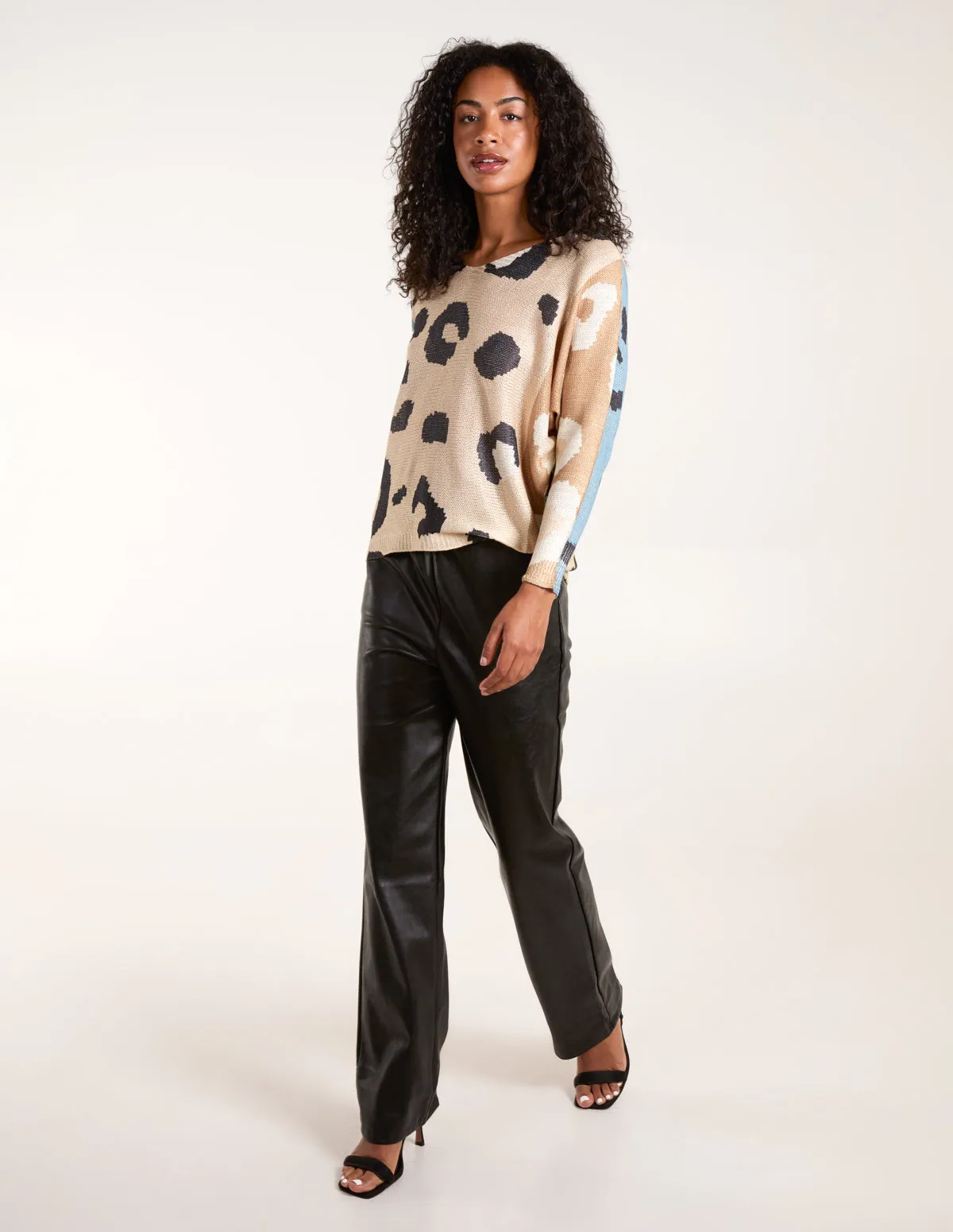 Colour Block Leopard Fine Knit Jumper sold by Blue Vanilla product image thumbnail 3