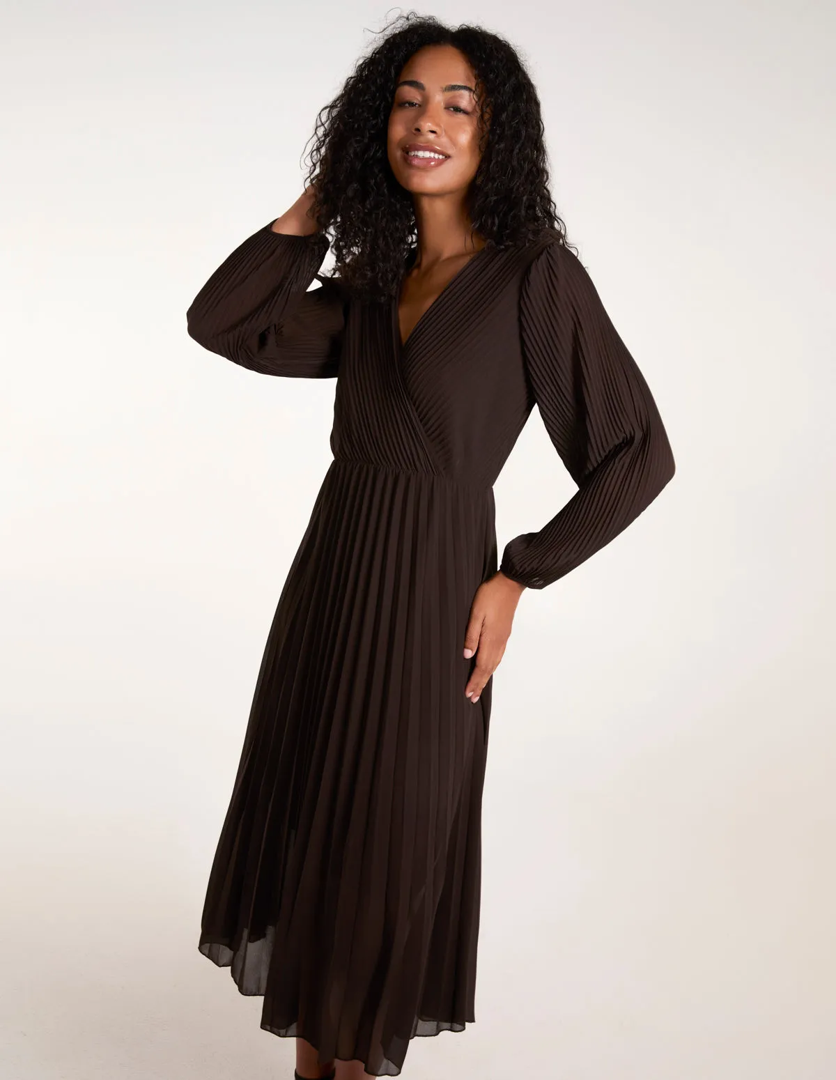 Wrap Front Pleated Maxi Dress sold by Blue Vanilla product image thumbnail 3