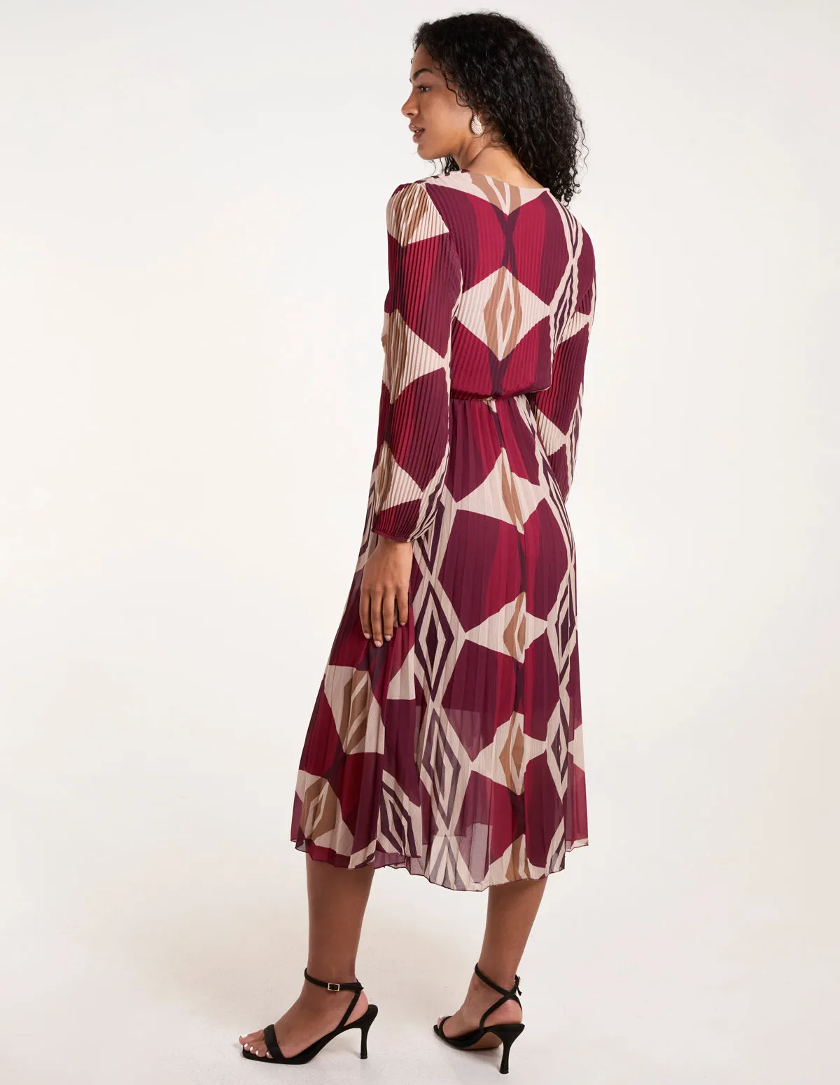 Wrap Front Pleated Geometric Maxi Dress sold by Blue Vanilla product image thumbnail 3