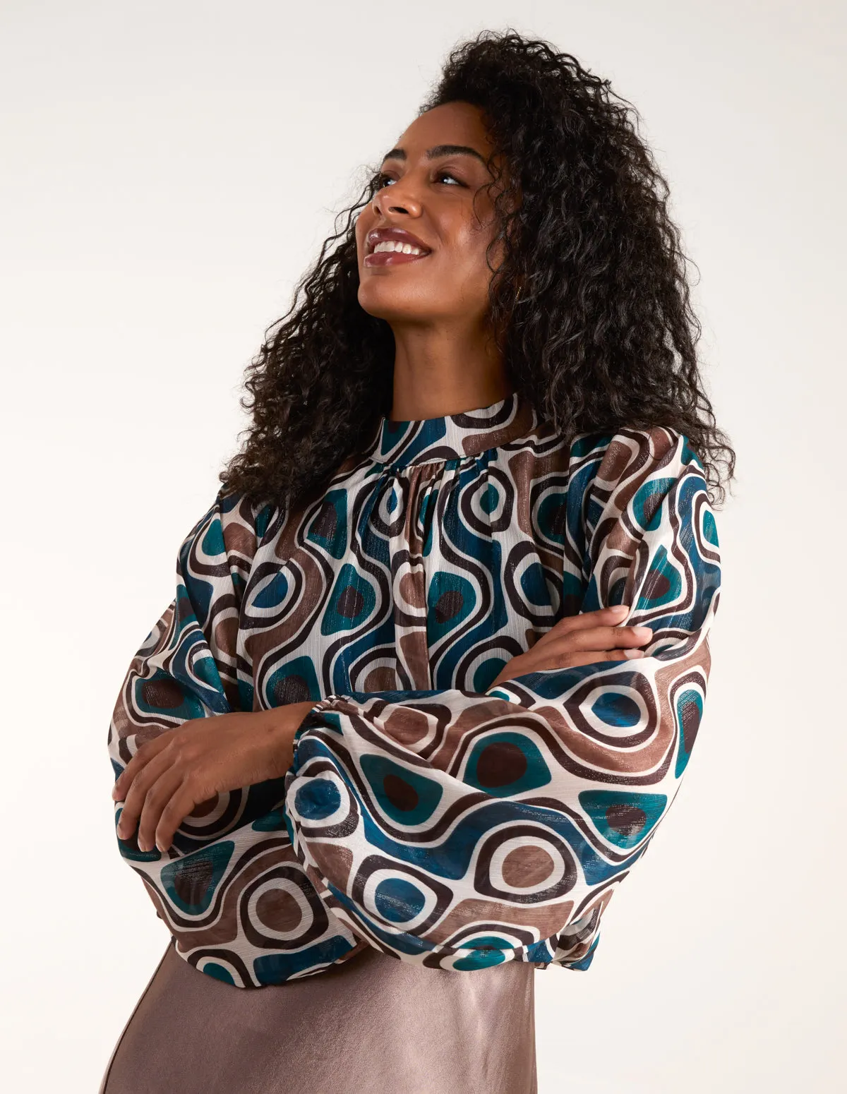 High Neck Puffball Top sold by Blue Vanilla