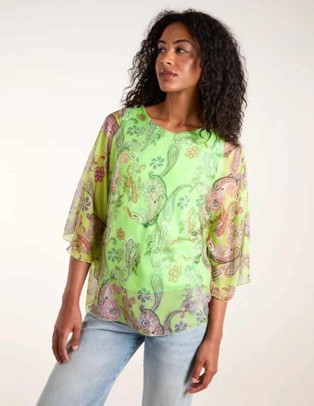 Oversized Sheer Paisley Layer Top sold by Blue Vanilla