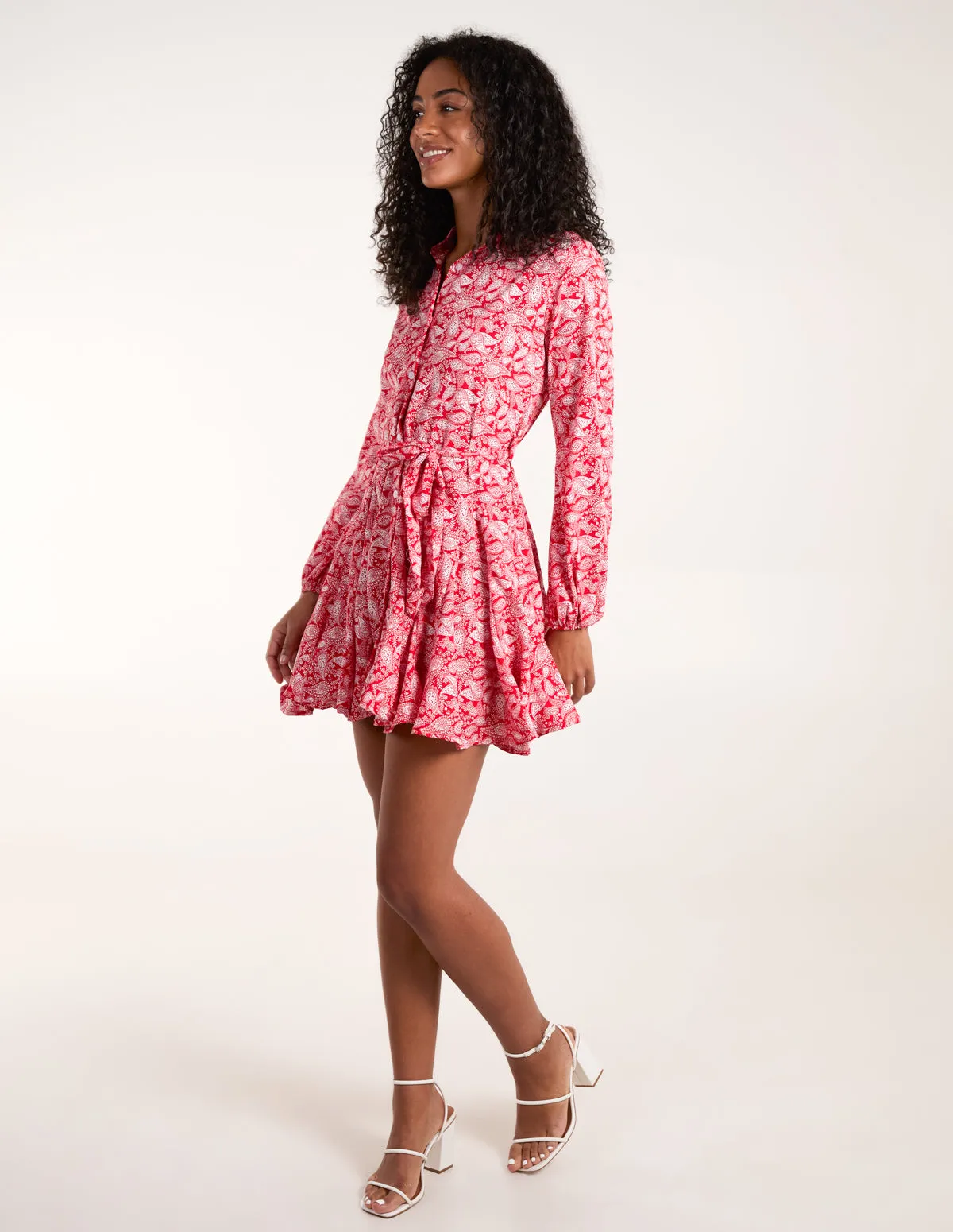 Shirt Mini Dress With Godet Hem & Tie sold by Blue Vanilla product image thumbnail 2