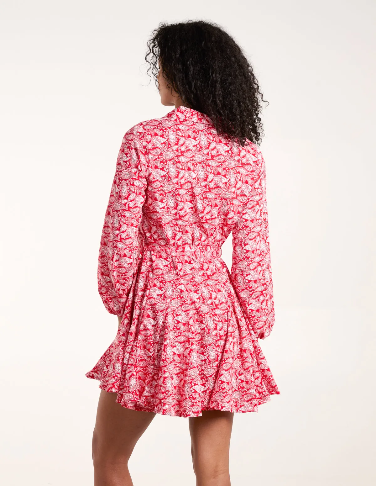 Shirt Mini Dress With Godet Hem & Tie sold by Blue Vanilla product image thumbnail 4