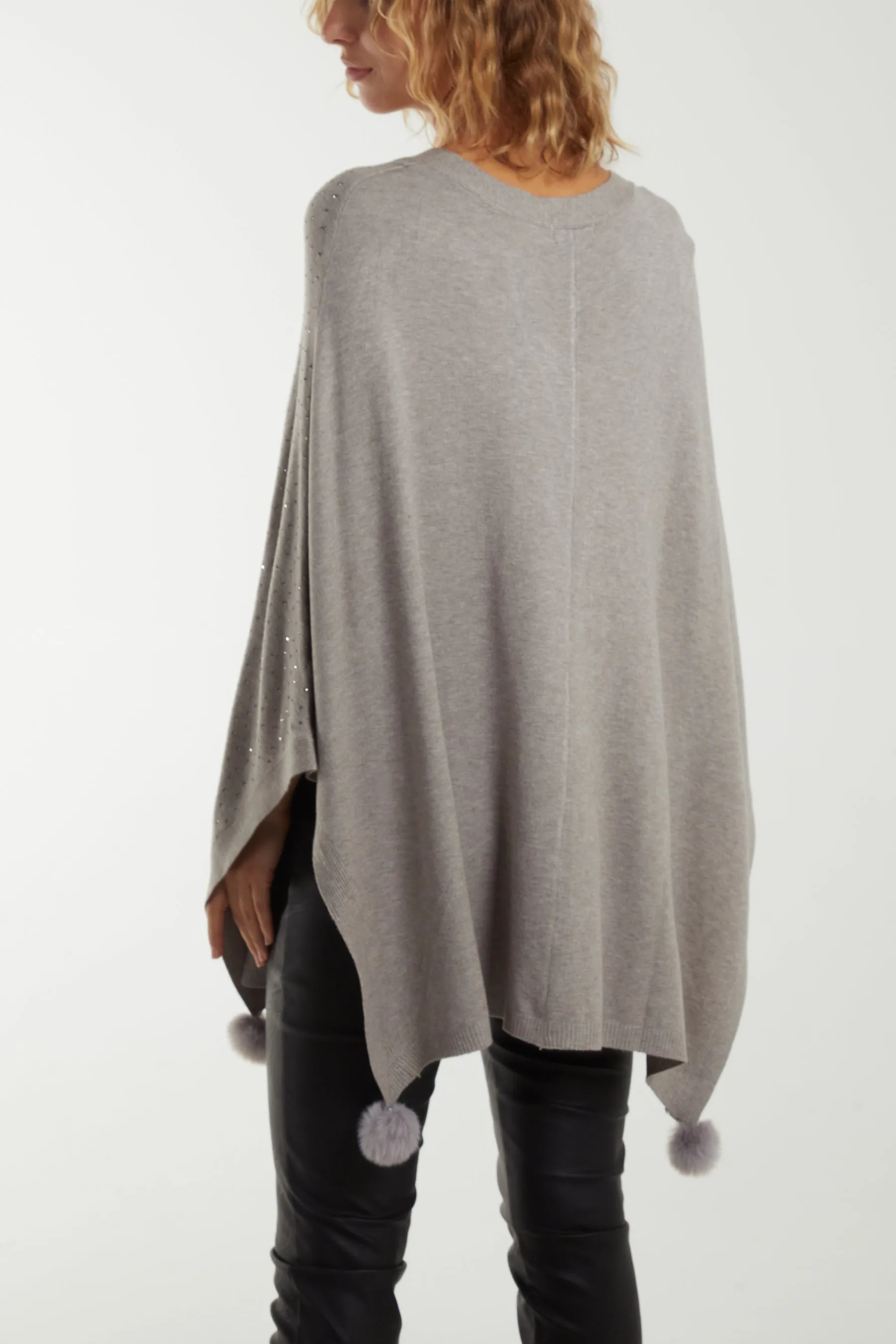 Faux Fur Tassled Diamante Poncho sold by Blue Vanilla product image thumbnail 4