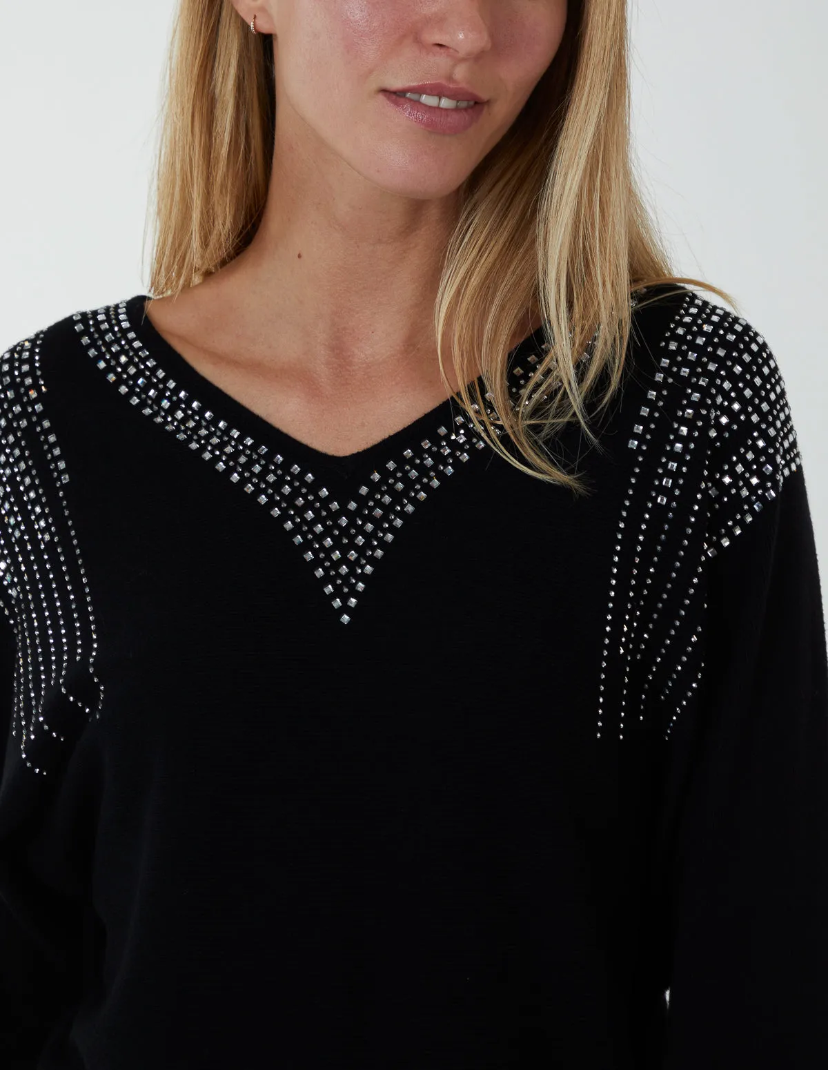 Diamante Shoulder V Neck Top sold by Blue Vanilla product image thumbnail 2