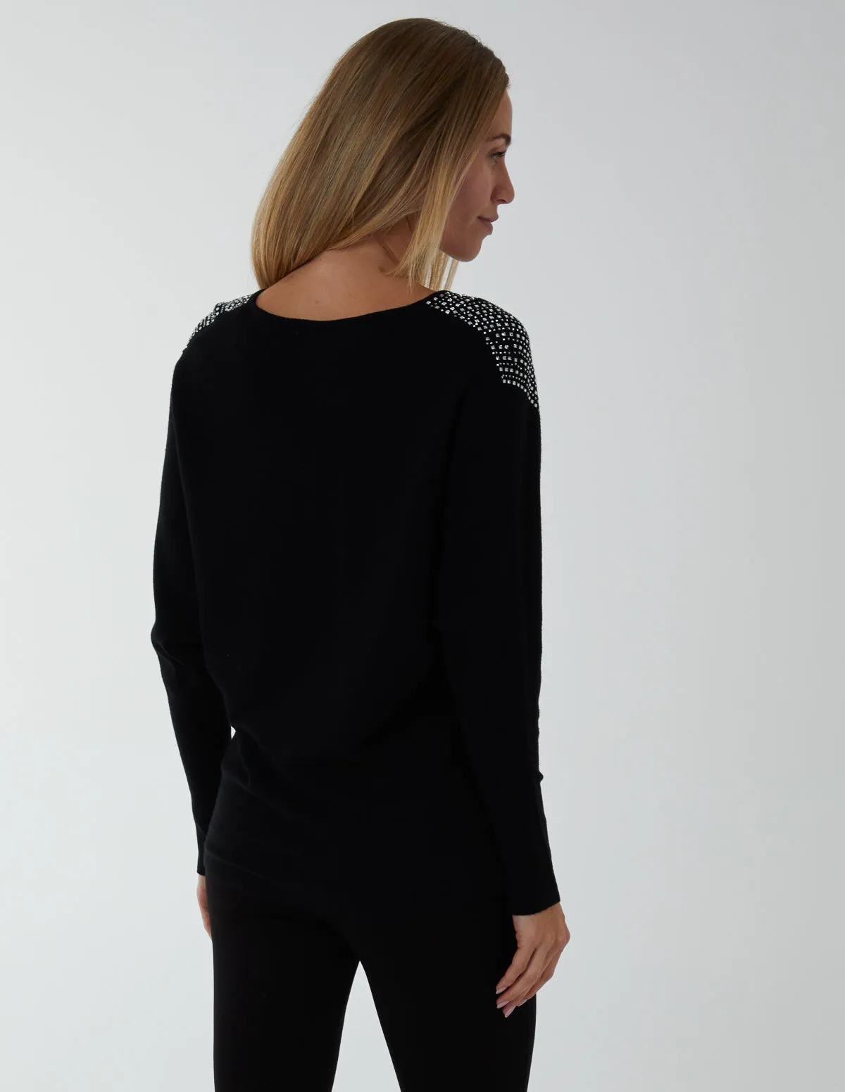 Diamante Shoulder V Neck Top sold by Blue Vanilla product image thumbnail 4