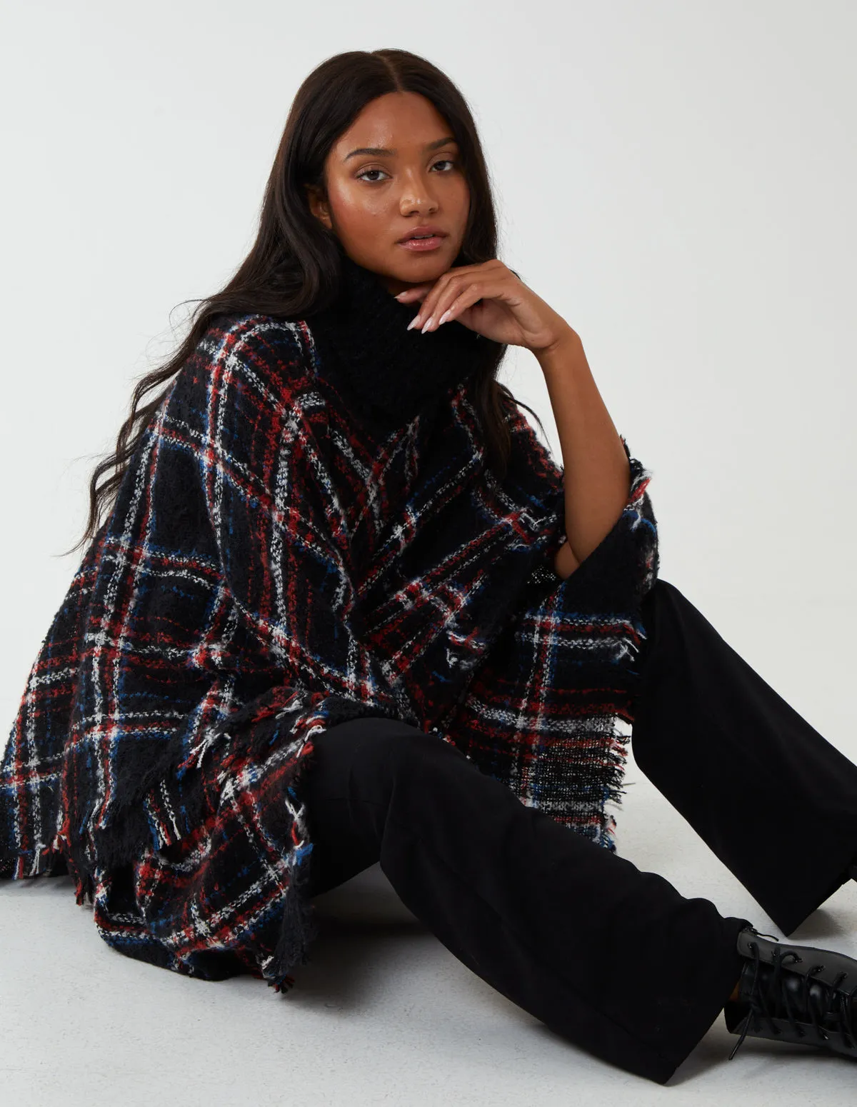 Tartan Roll Neck Poncho sold by Blue Vanilla product image thumbnail 2