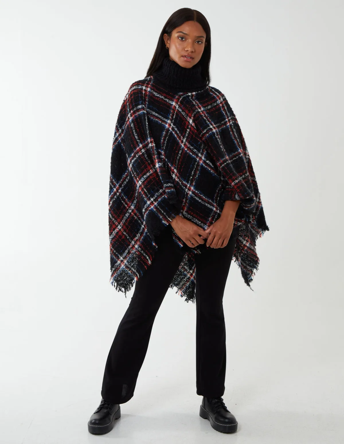 Tartan Roll Neck Poncho sold by Blue Vanilla product image thumbnail 3