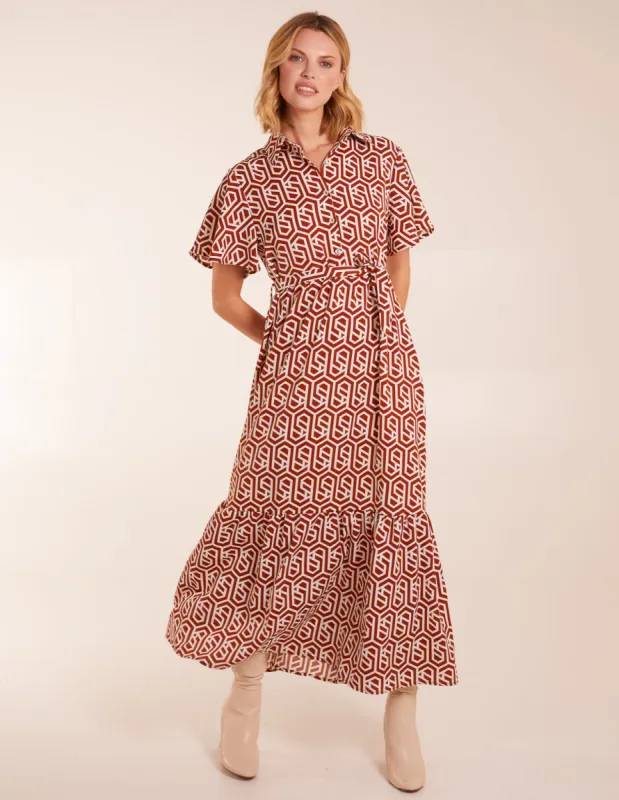 Geometric Tiered Maxi Dress made by Blue Vanilla