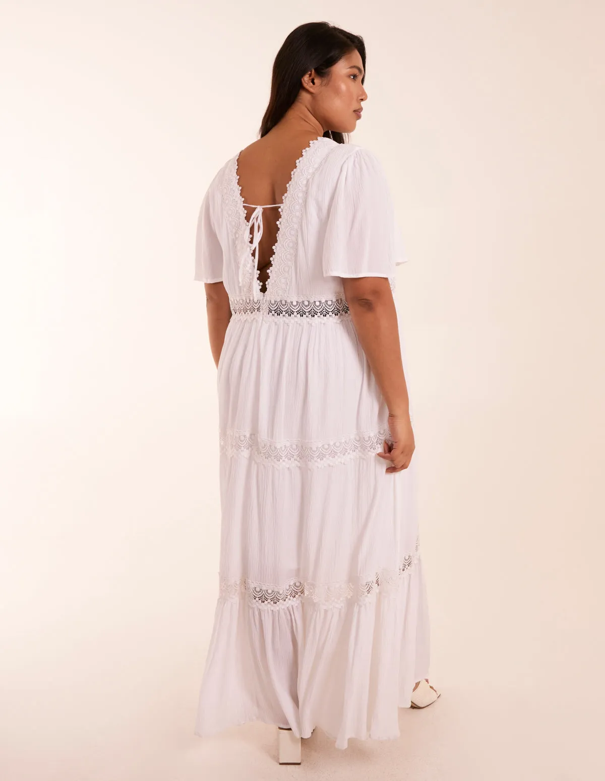 Curve Angel Sleeve Tiered Maxi Dress sold by Blue Vanilla product image thumbnail 4