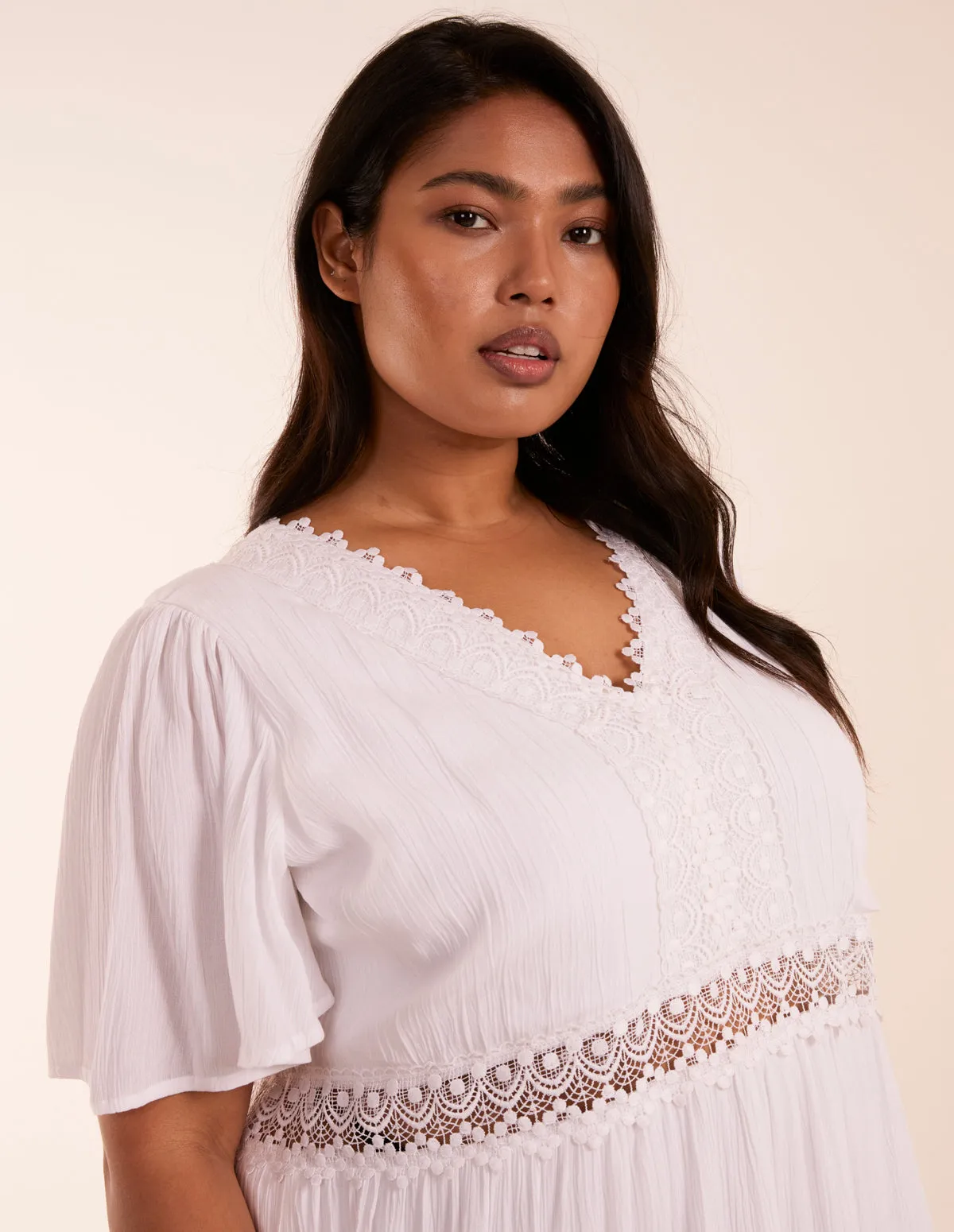 Curve Angel Sleeve Tiered Maxi Dress sold by Blue Vanilla product image thumbnail 3