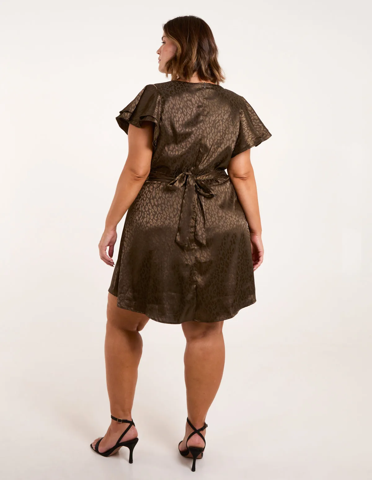 Curve Leopard Jacquard Frill Sleeve Mini Dress sold by Blue Vanilla product image thumbnail 3